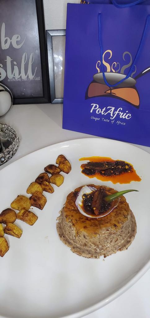 PotAfric signature moi moi with plantain