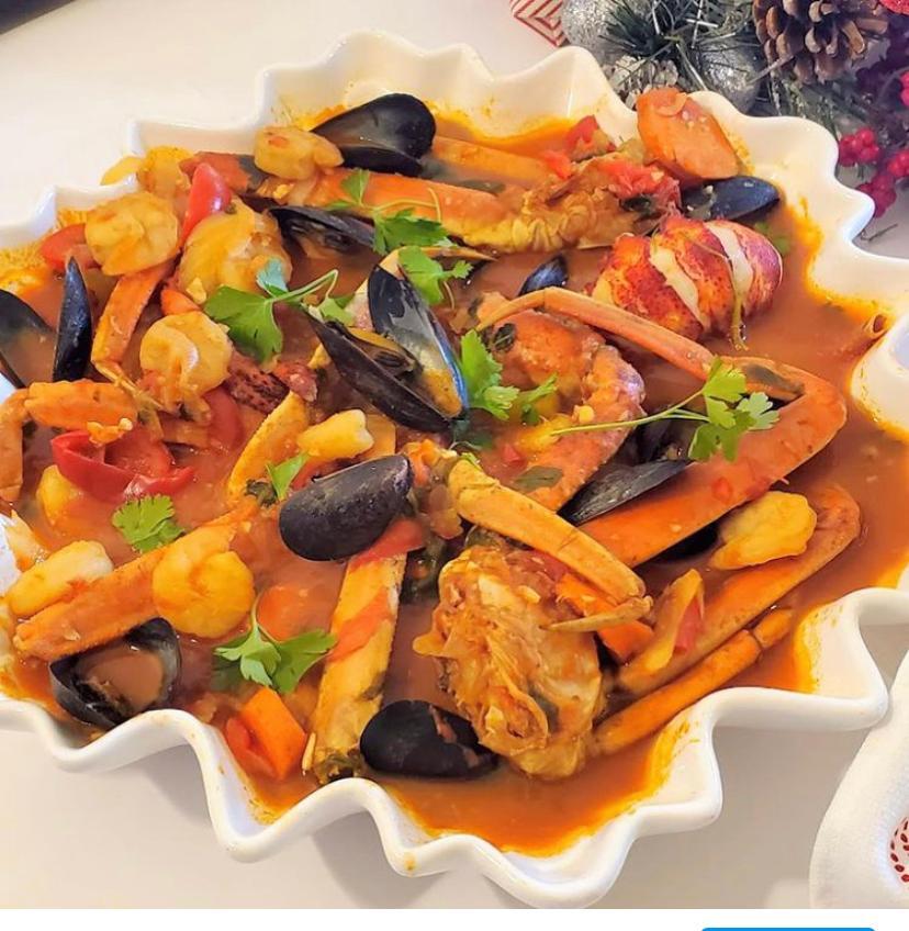 Seafood okra stew with lobster and mussels