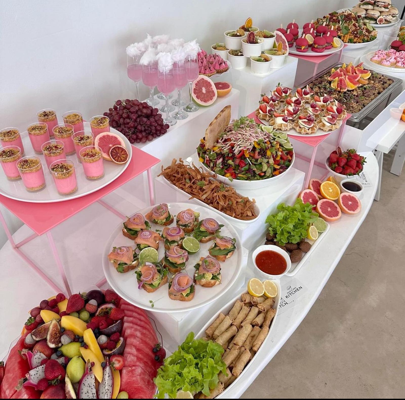 Pink dessert and savoury spread